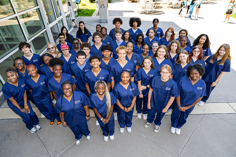 group of students in scrubs