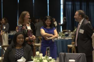 Dr. Abuhamad chats with guests at the launch luncheon