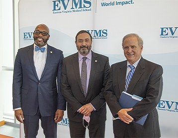 Leaders from EVMS, ODU and Sentara pose for a photo.